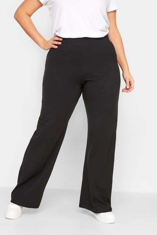 evans LTS Tall Black Wide Leg Jersey Yoga Pants