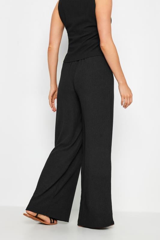 Evans LTS Tall Black Wide Leg Textured Trousers