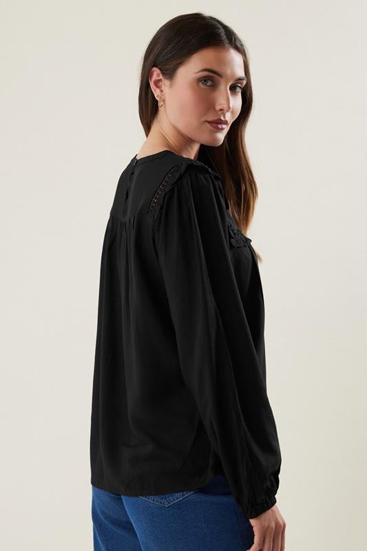 Evans LTS Tall Black Woven Frill Blouse