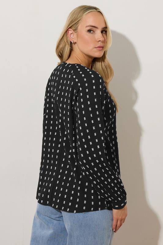 Evans LTS Tall Black Woven Spot Raglan Blouse