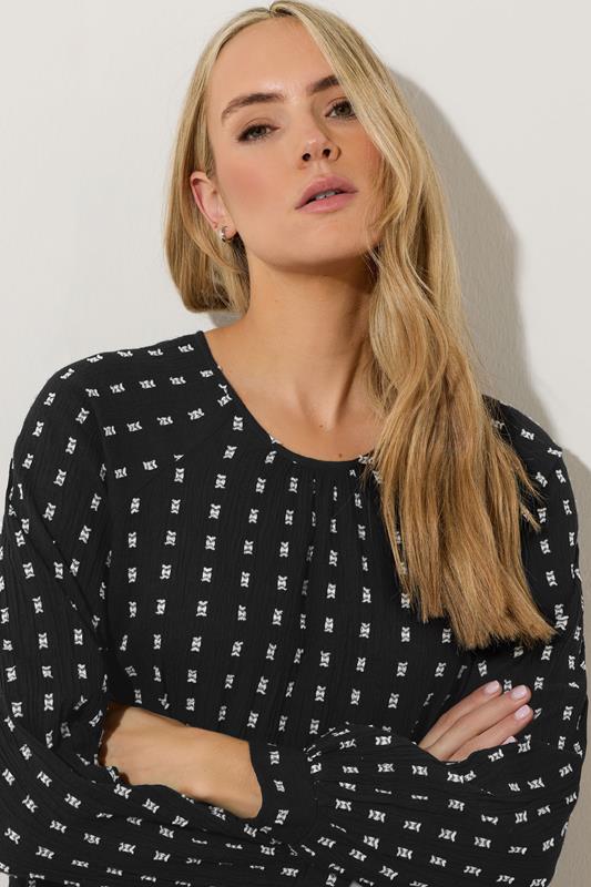 Evans LTS Tall Black Woven Spot Raglan Blouse