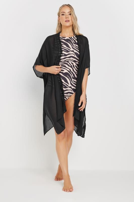 Evans LTS Tall Black Woven Tassel Trim Kaftan
