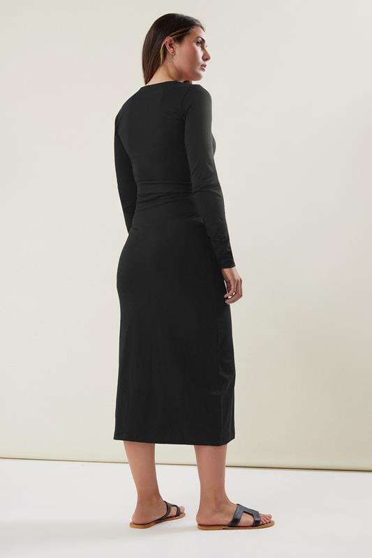 Evans LTS Tall Black Wrap Midi Dress