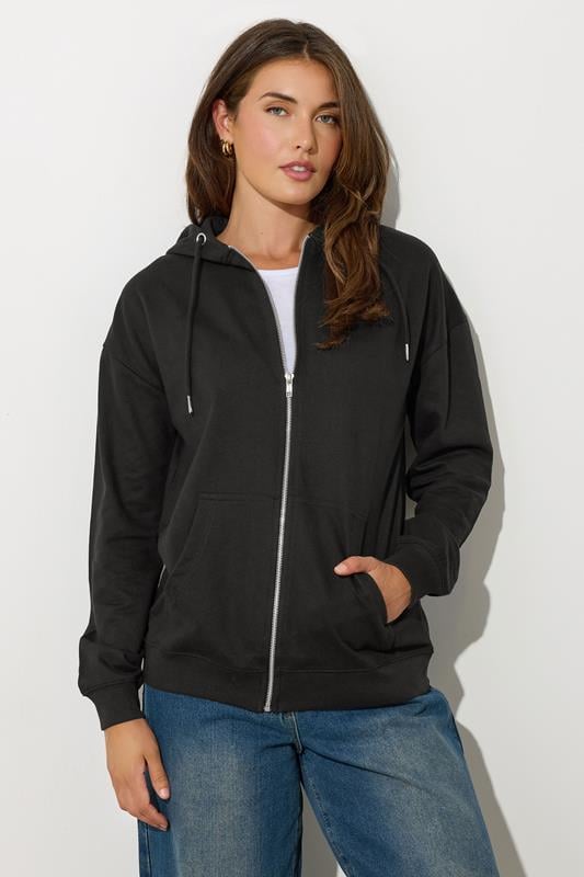 Evans LTS Tall Black Zip Through Pocket Hoodie