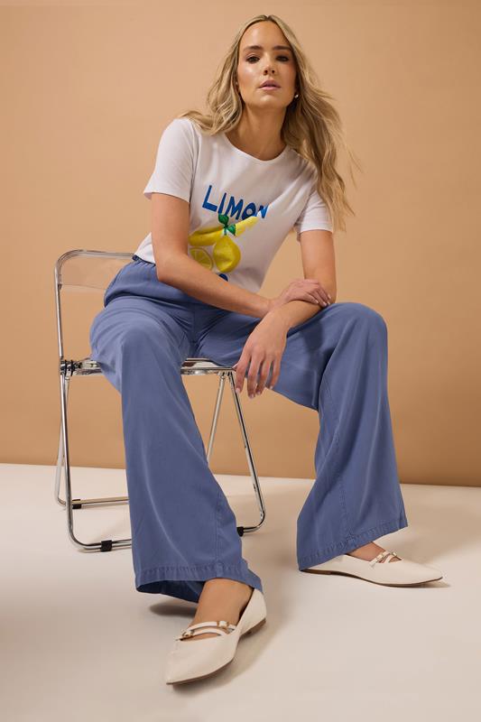 Evans LTS Tall Blue Acid Wash Wide Leg Trousers