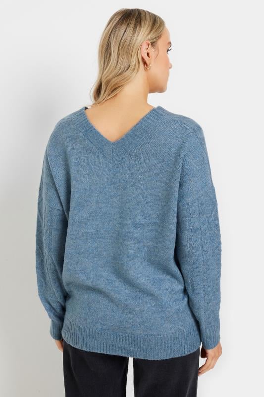 Evans LTS Tall Blue Cable Knit V-Neck Jumper