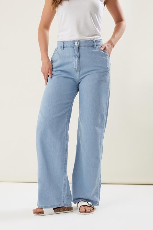 Evans LTS Tall Blue Carpenter Style Wide Leg Jeans