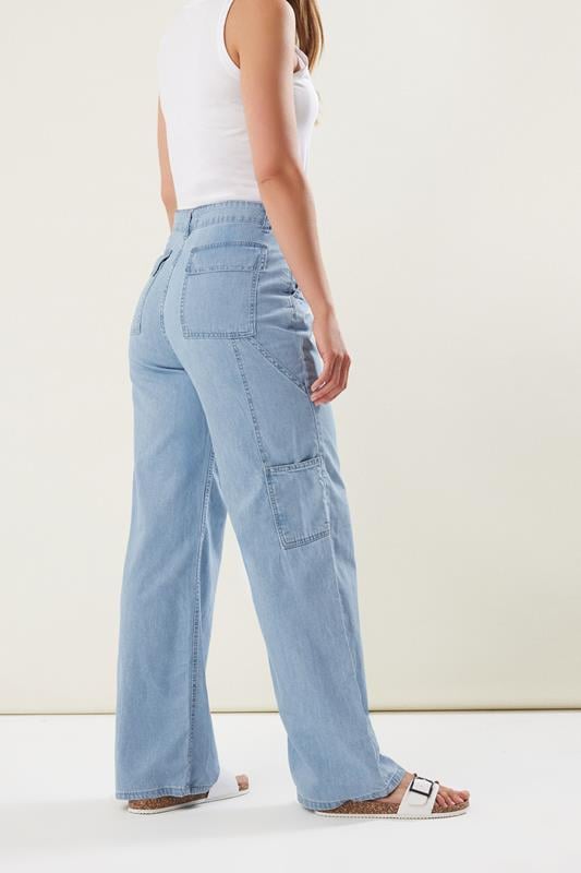 Evans LTS Tall Blue Carpenter Style Wide Leg Jeans