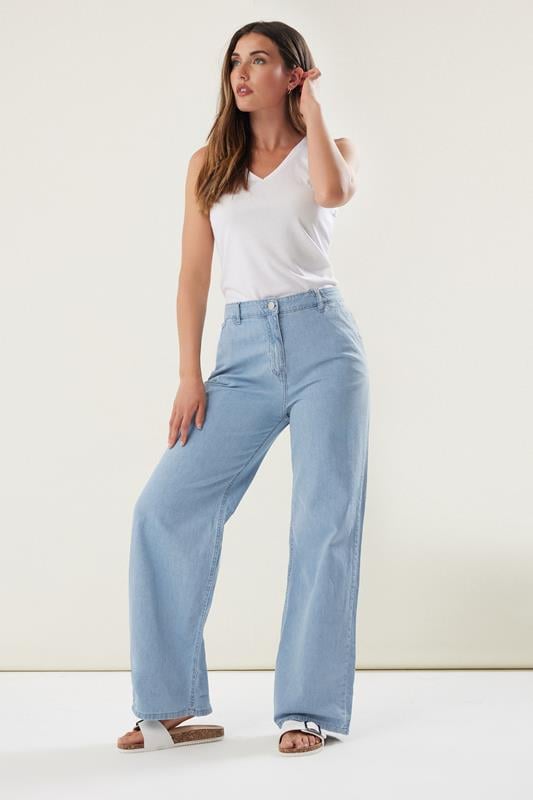 evans LTS Tall Blue Carpenter Style Wide Leg Jeans