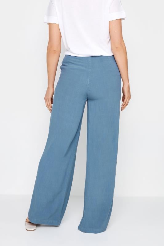 Evans LTS Tall Blue Chambray Wide Leg Trousers
