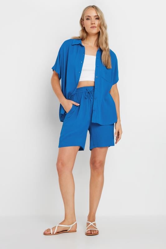 Evans LTS Tall Blue Crinkle Shorts