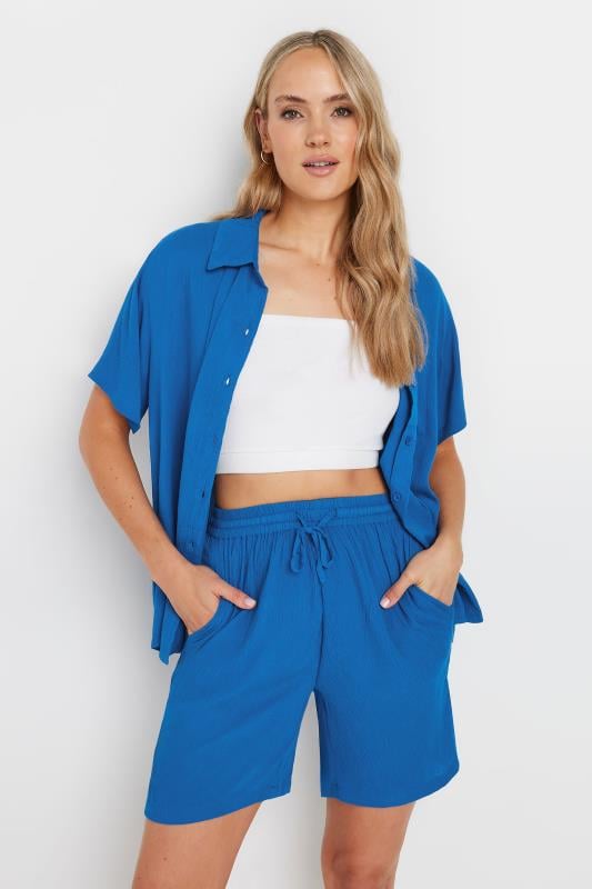 evans LTS Tall Blue Crinkle Shorts