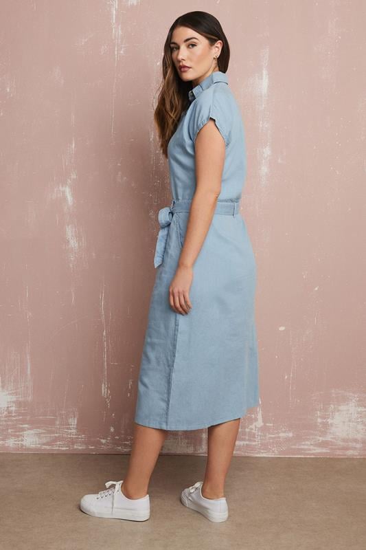 Evans LTS Tall Blue Denim Belt Tie Midi Dress