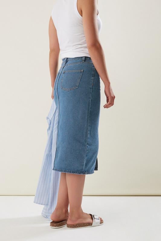 Evans LTS Tall Blue Denim Midi Skirt