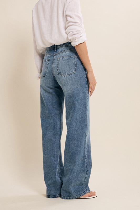 Evans LTS Tall Blue Denim Pleated Wide Leg Jeans