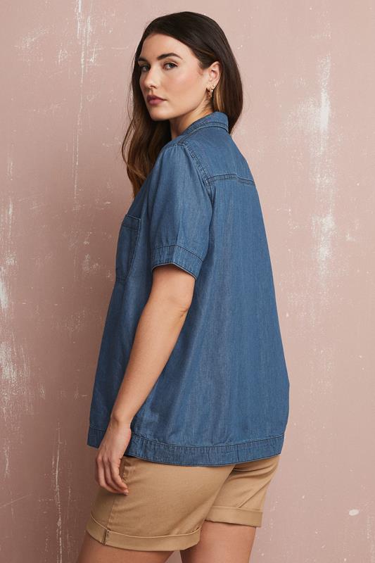 Evans LTS Tall Blue Denim Pocket Collar Shirt