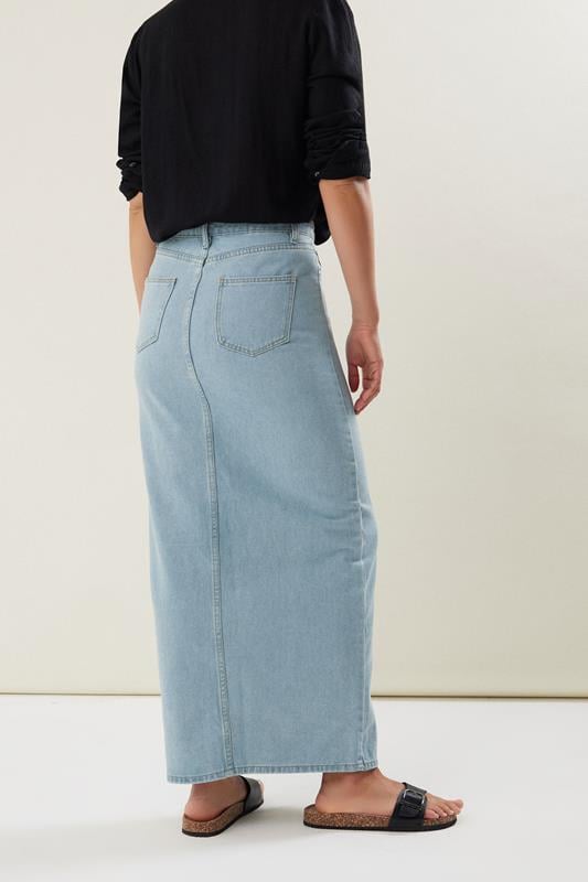 Evans LTS Tall Blue Denim Split Maxi Skirt