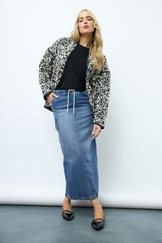 evans LTS Tall Blue Denim Tie Waist Maxi Skirt