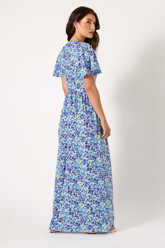 Evans LTS Tall Blue Ditsy Angel Sleeve Maxi Dress