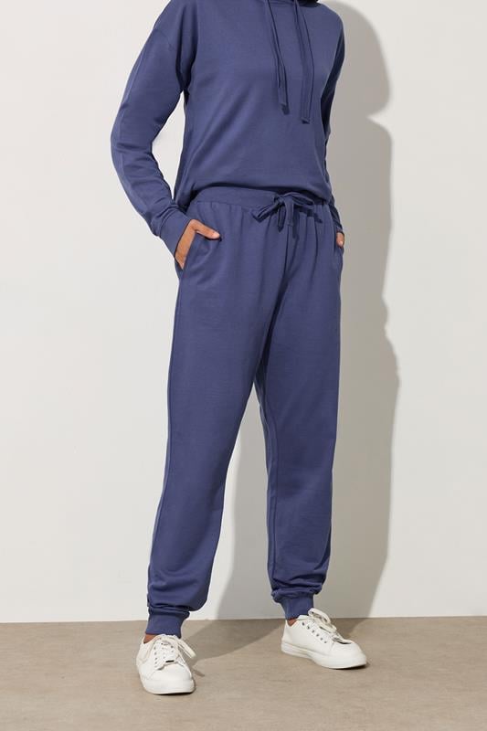 Evans LTS Tall Blue Jersey Drawcord Cuffed Joggers