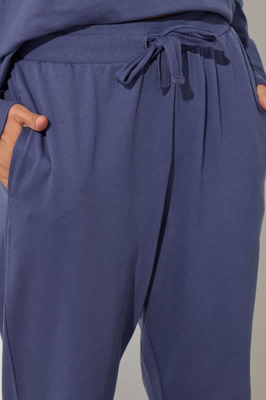 Evans LTS Tall Blue Jersey Drawcord Cuffed Joggers