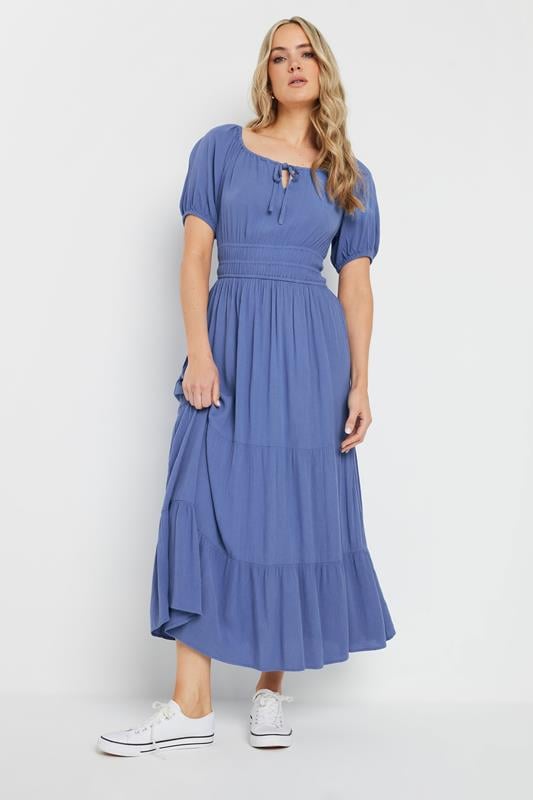 Evans LTS Tall Blue Textured Balloon Sleeve Dress