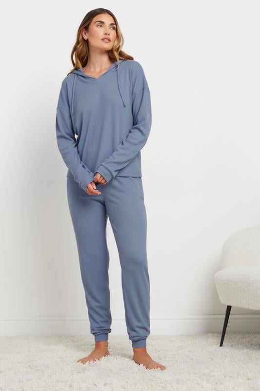 Evans LTS Tall Blue Waffle Lounge Cuffed Joggers