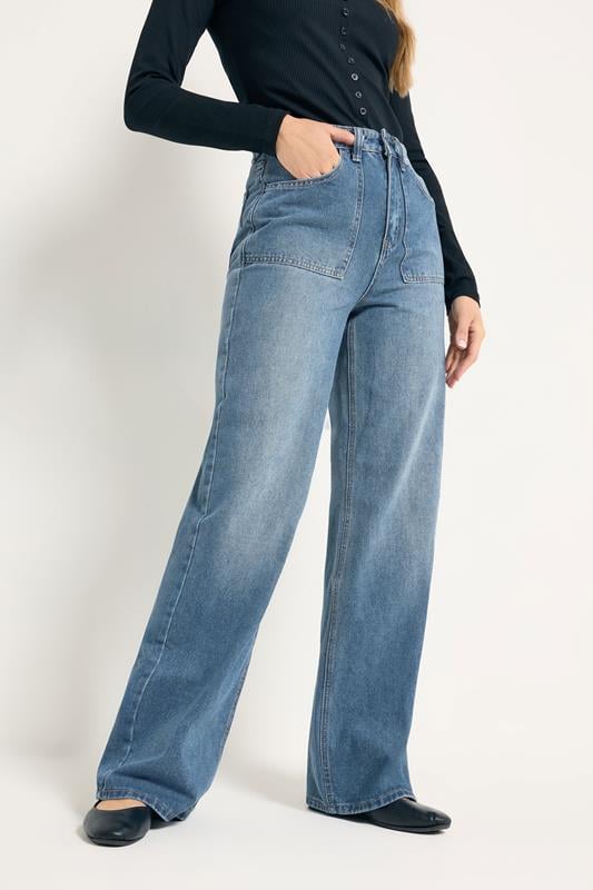 Evans LTS Tall Blue Wide Leg High Waisted Jeans