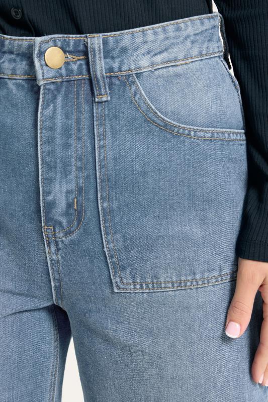 Evans LTS Tall Blue Wide Leg High Waisted Jeans