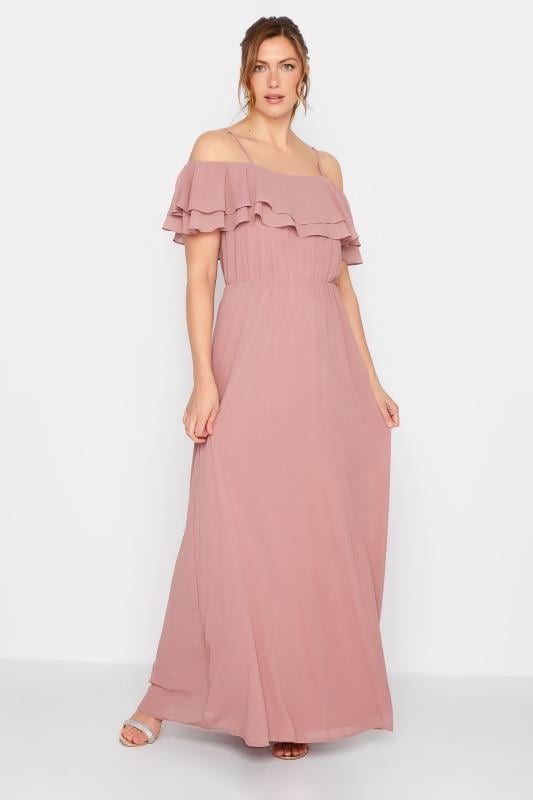 Evans LTS Tall Blush Pink Ruffle Maxi Dress