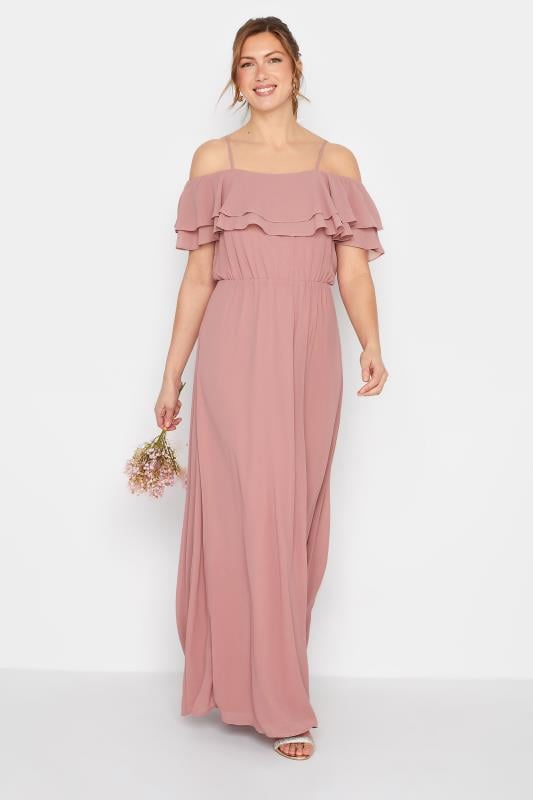 evans LTS Tall Blush Pink Ruffle Maxi Dress