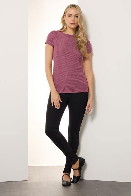 Evans LTS Tall Blush Pink Textured Slash Neck Top