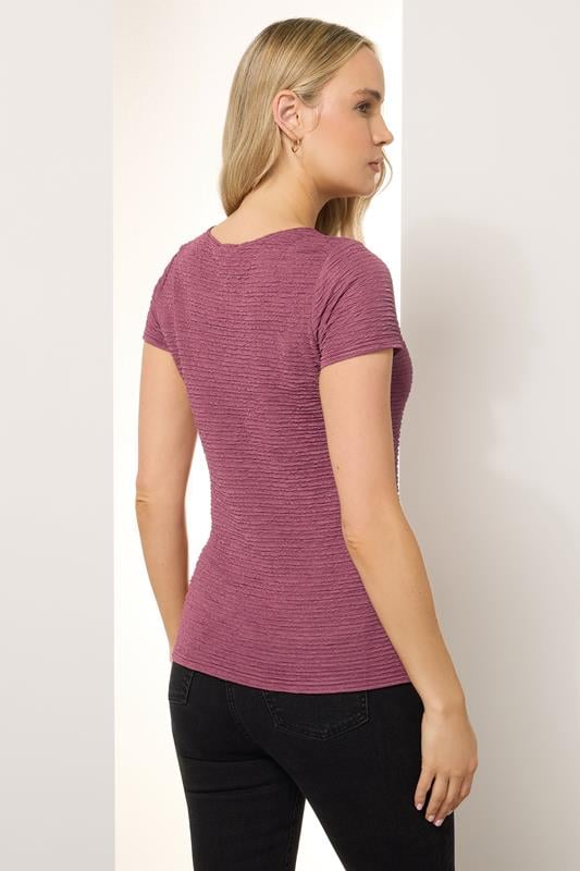 Evans LTS Tall Blush Pink Textured Slash Neck Top