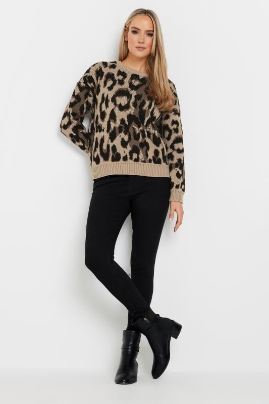 Evans LTS Tall Brown Knitted Leopard Print Jumper