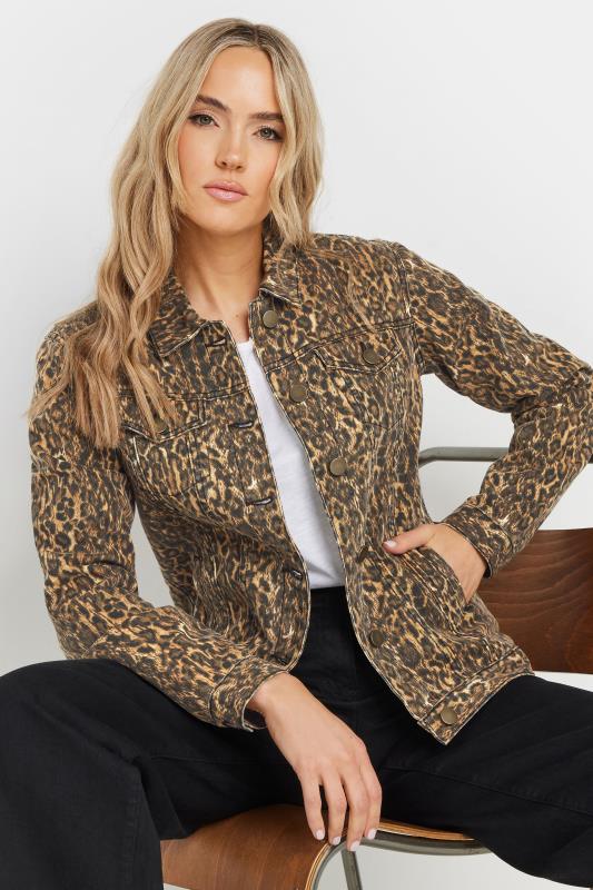 Evans LTS Tall Brown Leopard Print Denim Jacket