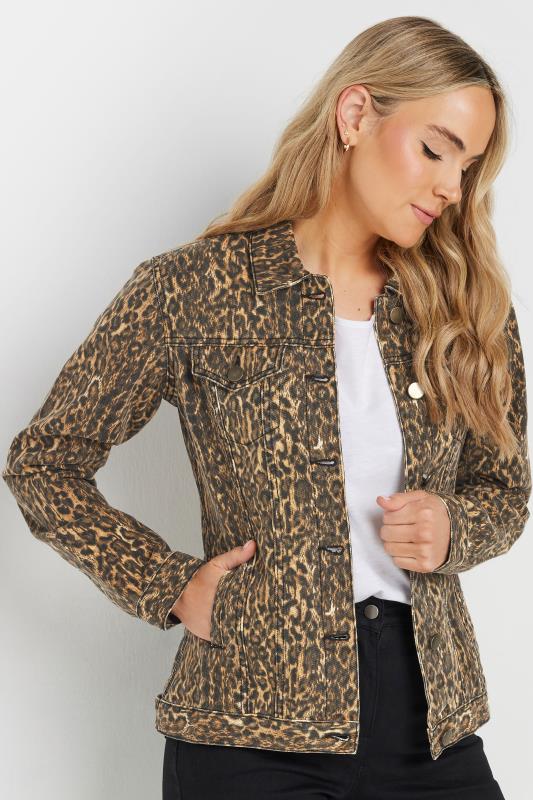 Evans LTS Tall Brown Leopard Print Denim Jacket