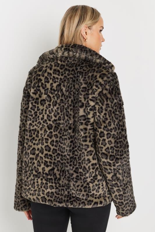Evans LTS Tall Brown Leopard Print Faux Fur Coat