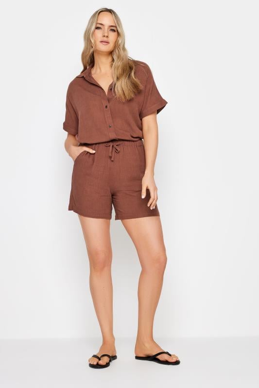 Evans LTS Tall Brown Linen Tie Waist Shorts