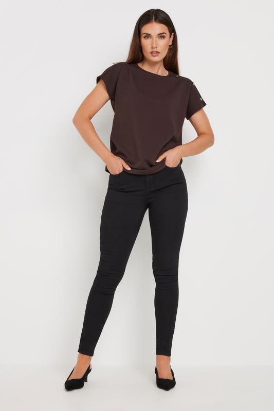 Evans LTS Tall Brown Shoulder Button Detail Top