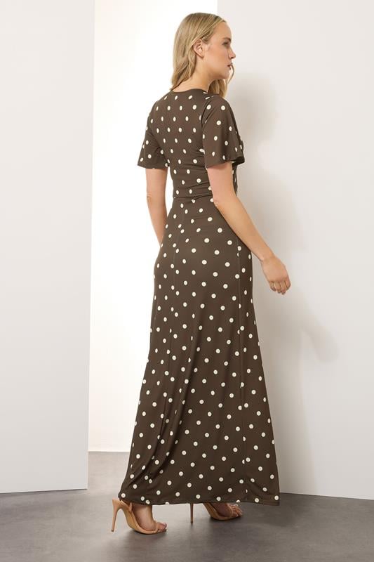 Evans LTS Tall Brown Spot Angel Sleeve Maxi Dress