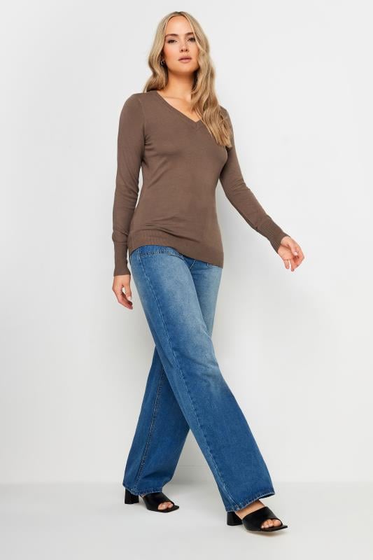 Evans LTS Tall Brown V-neck Long Sleeve Jumper