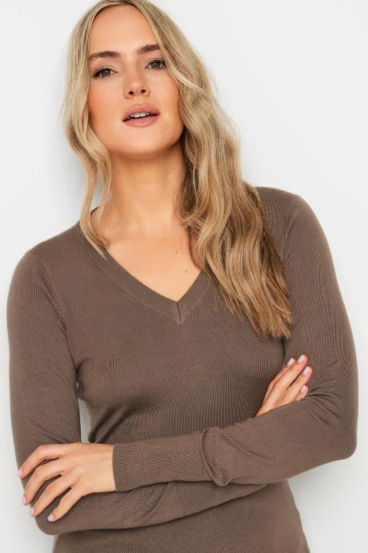 Evans LTS Tall Brown V-neck Long Sleeve Jumper