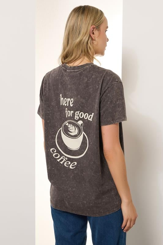 Evans LTS Tall Brown Washed Coffee Graphic T-Shirt