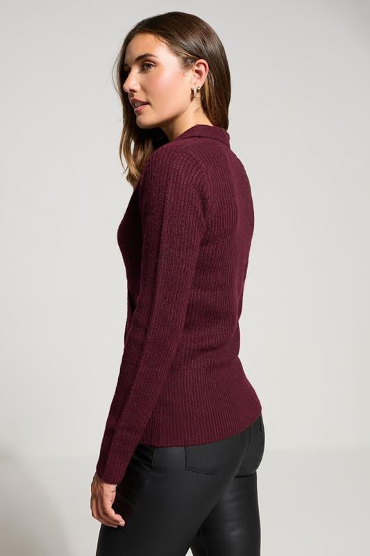 Evans LTS Tall Burgundy Red Knitted Wrap Jumper