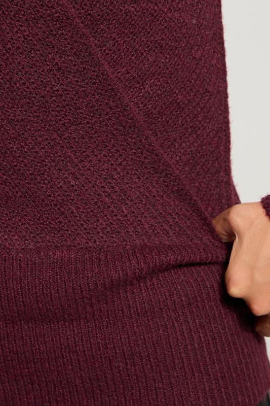 Evans LTS Tall Burgundy Red Knitted Wrap Jumper