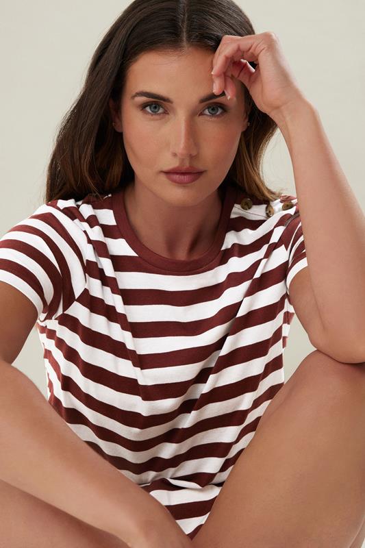 Evans LTS Tall Burgundy Red Striped T-shirt