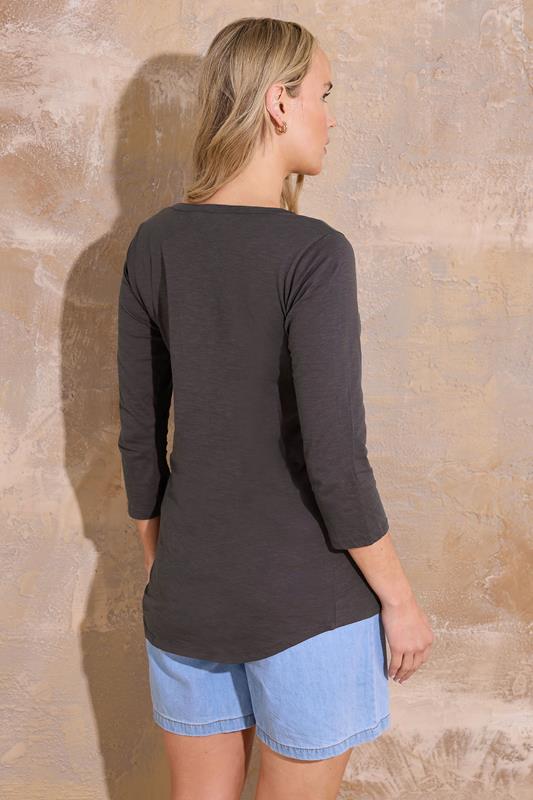 Evans LTS Tall Charcoal Grey Cotton Henley Top