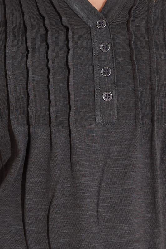 Evans LTS Tall Charcoal Grey Cotton Henley Top