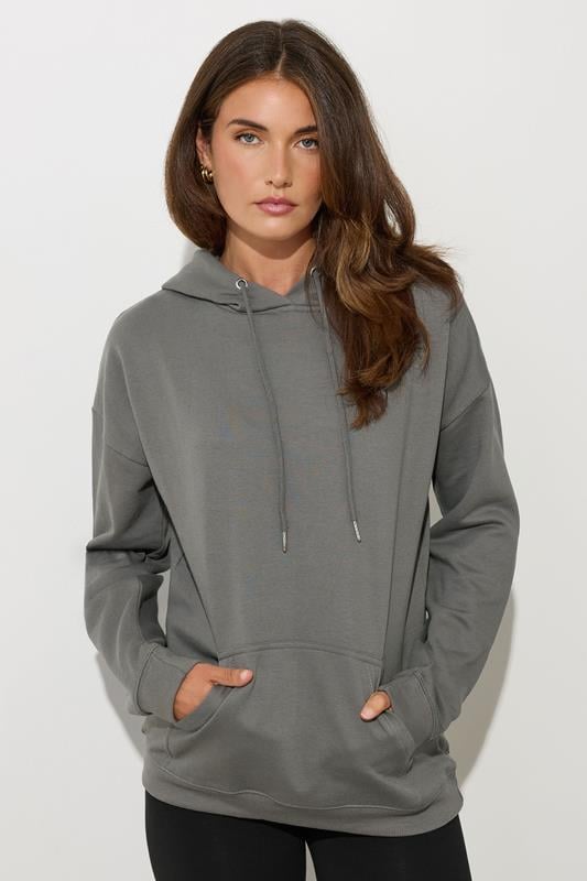 Evans LTS Tall Charcoal Grey Drawstring Hoodie