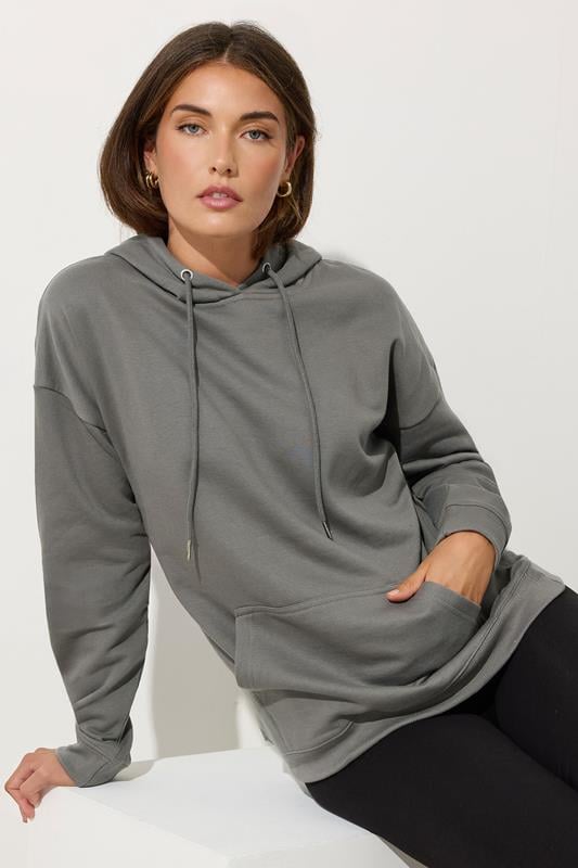 evans LTS Tall Charcoal Grey Drawstring Hoodie